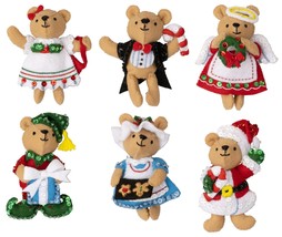 Bucilla Felt Ornaments Applique Kit Set Of 6-Teddy Bear Traditions 89646E - £26.20 GBP