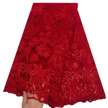 5 Yards Sequin Embroidery Tulle Lace Fabric Net African Lace Fabric Women Dress - £54.63 GBP