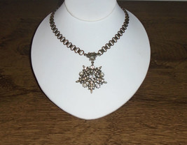 Vintage Book Chain and Rhinestone &amp; Imitation Pearl Pendant - $44.55