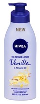 NIVEA-Oil Infused Lotion-VANILLA &amp; Almond Oil Infused Lotion w/Pump 16.9... - $14.77