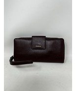 Fossil Madison Full Zip Clutch Medium Fig Brown Leather Wristlet - $44.54