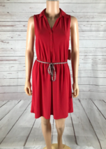 G.H. Bass &amp; Co. Stretch Crepe Belted Knit Dress, Red NWT SMALL - £10.46 GBP