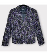 TALBOTS velour purple &amp; black Paisley blazer size 10 petite fall winter ... - $35.00