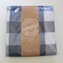 Elrene Farmhouse Oblong Tablecloth Blue White Buffalo Check Fabric 60 x 84 - £23.28 GBP