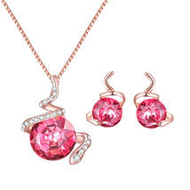 Red Crystal &amp; Cubic Zirconia Swirl Earring &amp; Necklace - £11.18 GBP