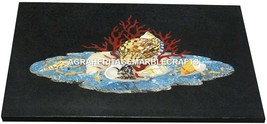 Marble Coffee Mosaic Table Top Rare Gemstone Inlaid Marquetry Arts Decor H2982 - £283.28 GBP+