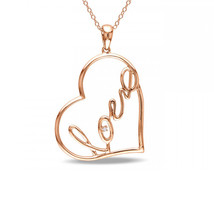 Heart &quot;LOVE&quot; Pendant Sterling Silver 14k Rose Gold Plated Chain Necklace 16&quot;-22&quot; - £36.16 GBP+