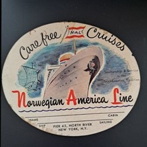 Carefree Cruises NAL Norwegian America Line crack &amp; peel baggage sticker Vintage - £6.20 GBP