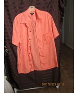 GEORGE Orange Womens Size M Short Sleeve Button Up Collared Shirt - $186.31 MXN