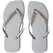 Havaianas Women Flip Flop Sandals Slim Square Glitter Size US 11/12 Ice Grey - £21.80 GBP