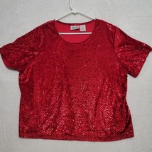 Vintage Kathie Lee woman Sequin Blouse Size 18W/20W Red - £15.75 GBP