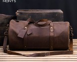 Le dark brown vintage leather duffle bag front 1 thumb155 crop