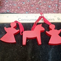 red wooden Angel and horse silhouette ornament - £5.51 GBP