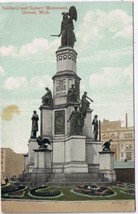 Postcard Soldiers &amp; Sailors Monument Detroit Michigan - £1.13 GBP