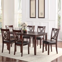 Cosmic Homes 7 Pc Wood Dining Set for 6 Rustic Style Kitchen Table &amp; Din... - £724.98 GBP
