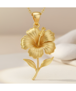 Hibiscus Flower Pendant Necklace | 925 Sterling Silver Jewelry | Tropica... - $44.46