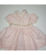 Vintage baby girl dress 1960s Pink Lace Flowers - £7.80 GBP
