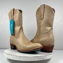 Lane PLAIN JANE Tan Short Cowboy Boots 9.5 Western Style Leather Round T... - $193.05