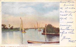 Yachts Sail Boats The Narrows Lake Minnetonka Minnesota 1907c postcard - $7.43