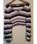 Willow &amp; Wind Sweater Womens MEDIUM White Open Knit Crop 100% Cotton Coz... - $22.80 CAD