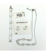GIVENCHY silver-tone clear crystal earrings bracelet &amp; choker necklace set - £46.91 GBP