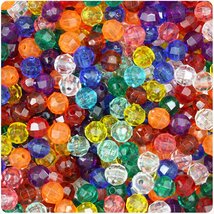 BeadTin Transparent Mix 6mm Faceted Round Plastic Craft Beads (600pcs) - $2.59