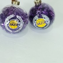 LA Lakers Christmas Glass Ball Ornament NBA Basketball 2 1/2’ Tall Lot of 2 - £18.15 GBP