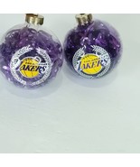 LA Lakers Christmas Glass Ball Ornament NBA Basketball 2 1/2’ Tall Lot of 2 - £17.92 GBP