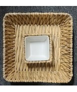 Oversized Chip &amp; Dip ~ Rattan/Wicker Basket with Ceramic Bowl ~ 14&quot; x 14&quot; - €42,90 EUR