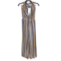 Wild Fable Jumpsuit Wide Leg Halter Backless Striped Blue Orange Brown S... - £9.90 GBP