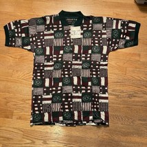 NWT Vtg Balcony Polo Shirt Extra Long Size M Mens Green Check Multicolored - £11.87 GBP