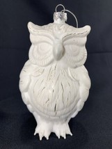 LARGE Snowy Owl Glitter Christmas Ornament 6&quot; - Stands on its own too! - $21.78