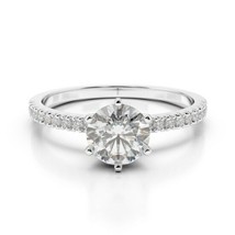 3.50CT Forever One Moissanite 6 Prong White Gold Ring With Diamonds - £1,558.98 GBP