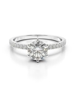 3.50CT Forever One Moissanite 6 Prong White Gold Ring With Diamonds - £1,554.38 GBP