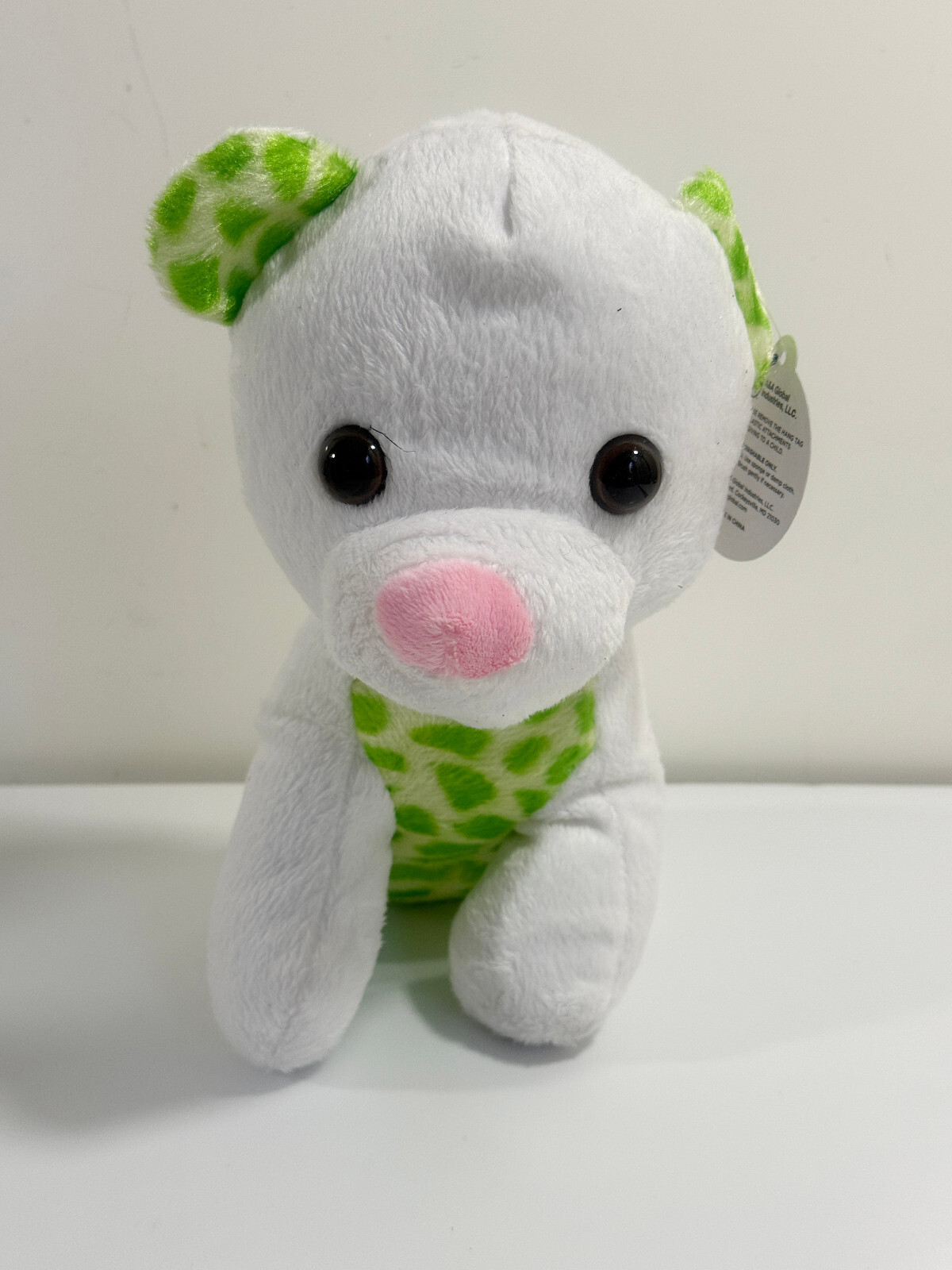 A&amp;A Global Industries Plush Green &amp; White Dog - $7.91