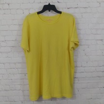 Woman Within Top Womens Large 18/20 Yellow Short Sleeve Waffle Knit Tee - £14.38 GBP