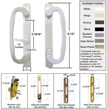 Sliding Glass Patio Door Handle Kit with Mortise Lock and Keepers, B-Position Wh - £58.54 GBP