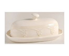 Pioneer Woman ~ Farmhouse Lace ~ Stoneware ~ Embossed ~ Off White ~ Butter Dish - £20.58 GBP
