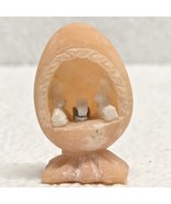 Miniature Carved Pink Stone Christmas Nativity Egg Tiny Carving - $453.96 MXN