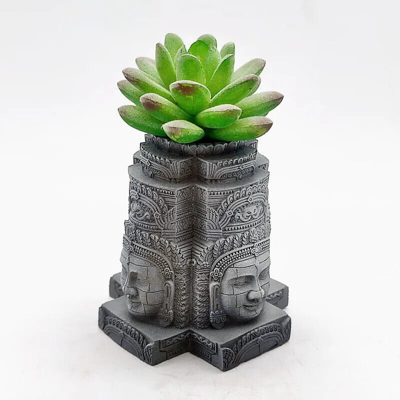 Buddhist Temple Planter Mold Hindu Buddha Architecture Vase DIY Silicone Mould
