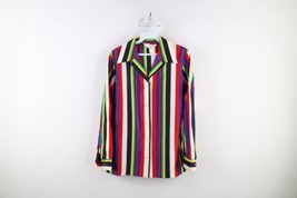 Deadstock Vtg 60s 70s Streetwear Womens 12 Rainbow Striped Knit Button S... - £47.55 GBP