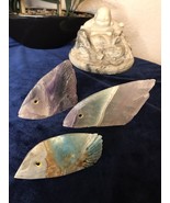School of Fluorite Fish Crystal Carving Bundle Purple and Blue - $833.79 MXN
