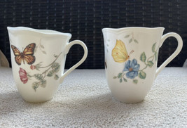 Vintage Lenox Monarch Butterfly Meadow &amp; Dragonfly Cup Mug Scalloped Rims 8 oz - £14.25 GBP