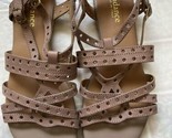 Sundance Taupe Leather Strappy Double Buckle Flats Sandals Women Sz 39 s... - $51.13