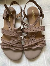 Sundance Taupe Leather Strappy Double Buckle Flats Sandals Women Sz 39 s... - £40.20 GBP