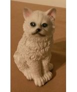White Grumpy Cat Figurine blue eyes Kitten animal pet statue 4&quot; Resin - $10.99