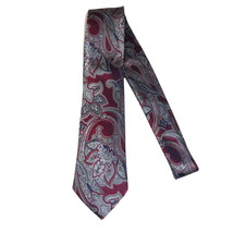 Men's 100% Silk Necktie By Bruno Piattelli Paisley Floral Fancy BP10 Wine Gray image 2
