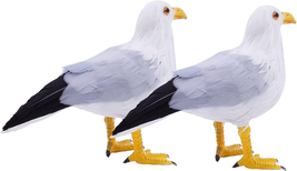2PCS Realistic Seagull Life like Feathered Sea Gull Handmade 10 Inch Fa - $60.38