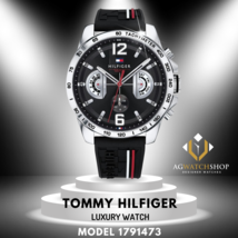 Tommy Hilfiger Men’s Quartz Silicone Strap Black Dial 46mm Watch 1791473 - £97.21 GBP