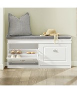 Fsr64-W, White Storage Bench With Drawers &amp; Padded Seat Cushion, Hallway... - $220.99